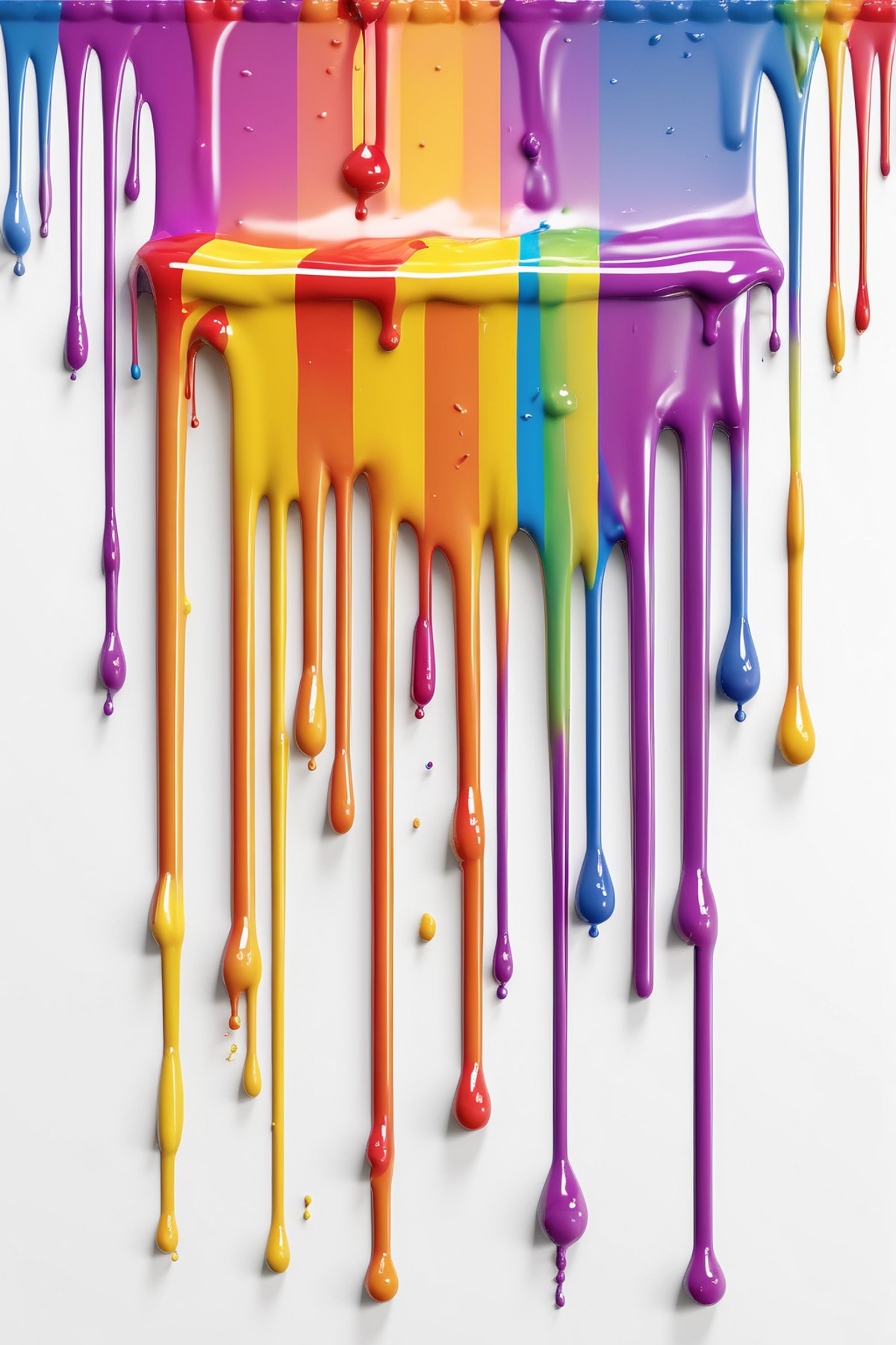 <lora:Dripping Art:1>Dripping Art - a dripping version of the pride flag on an all white background
